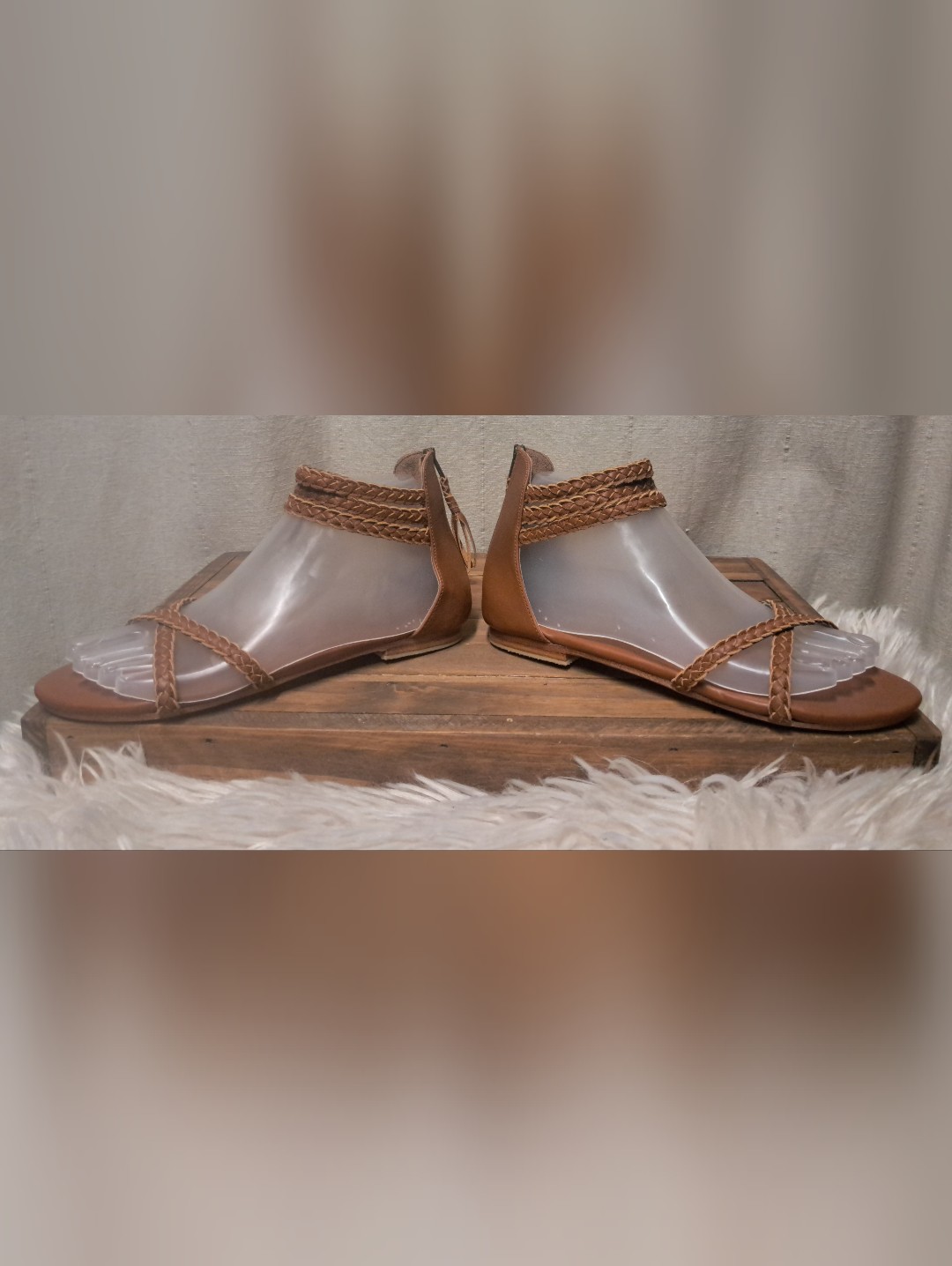 Bali Elf Calypso Braided Leather Gladiator Sandals Camel Tan Boho Size 8 — image 6 of 8